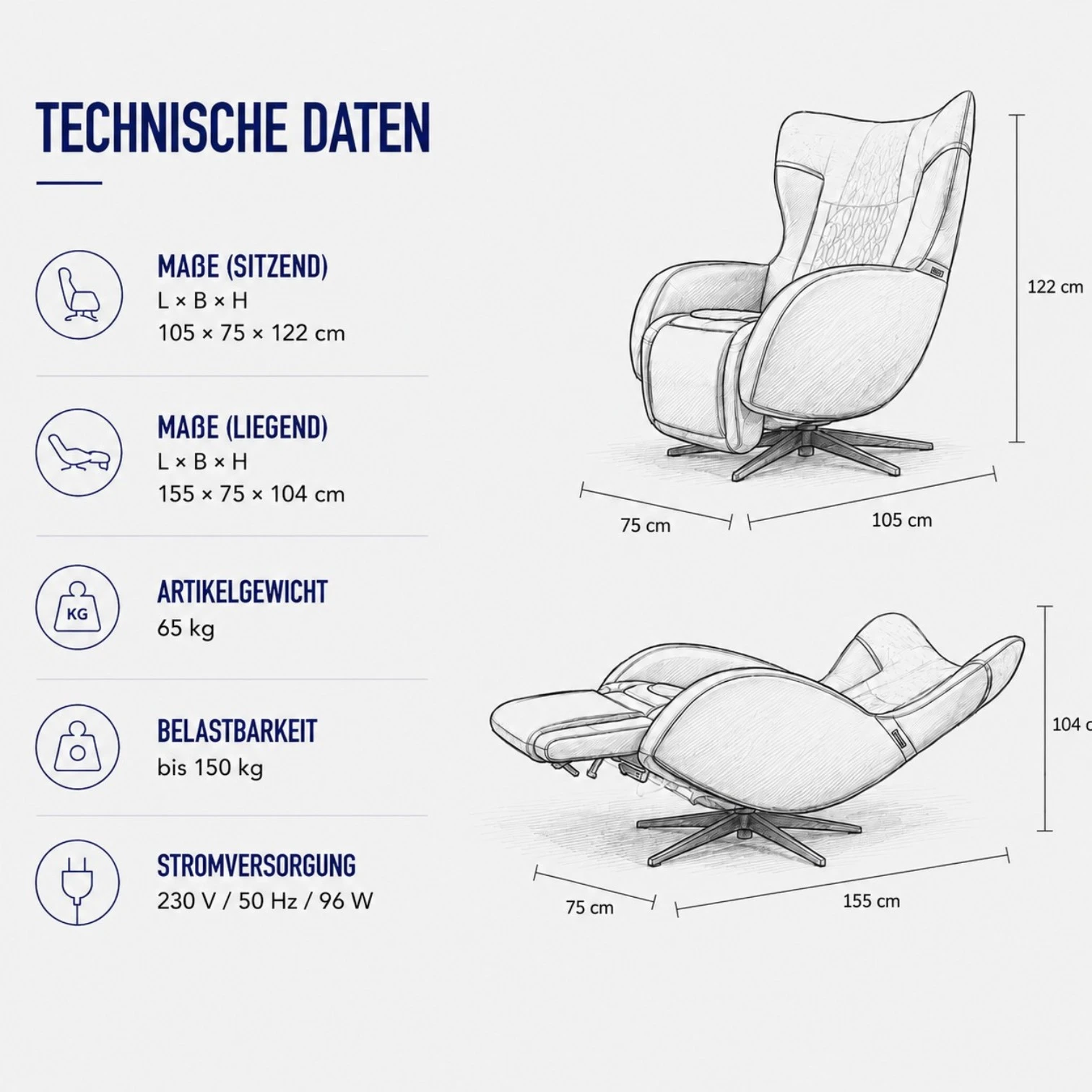 Massagesessel und Relaxsessel RelaxxOne in schwarz
