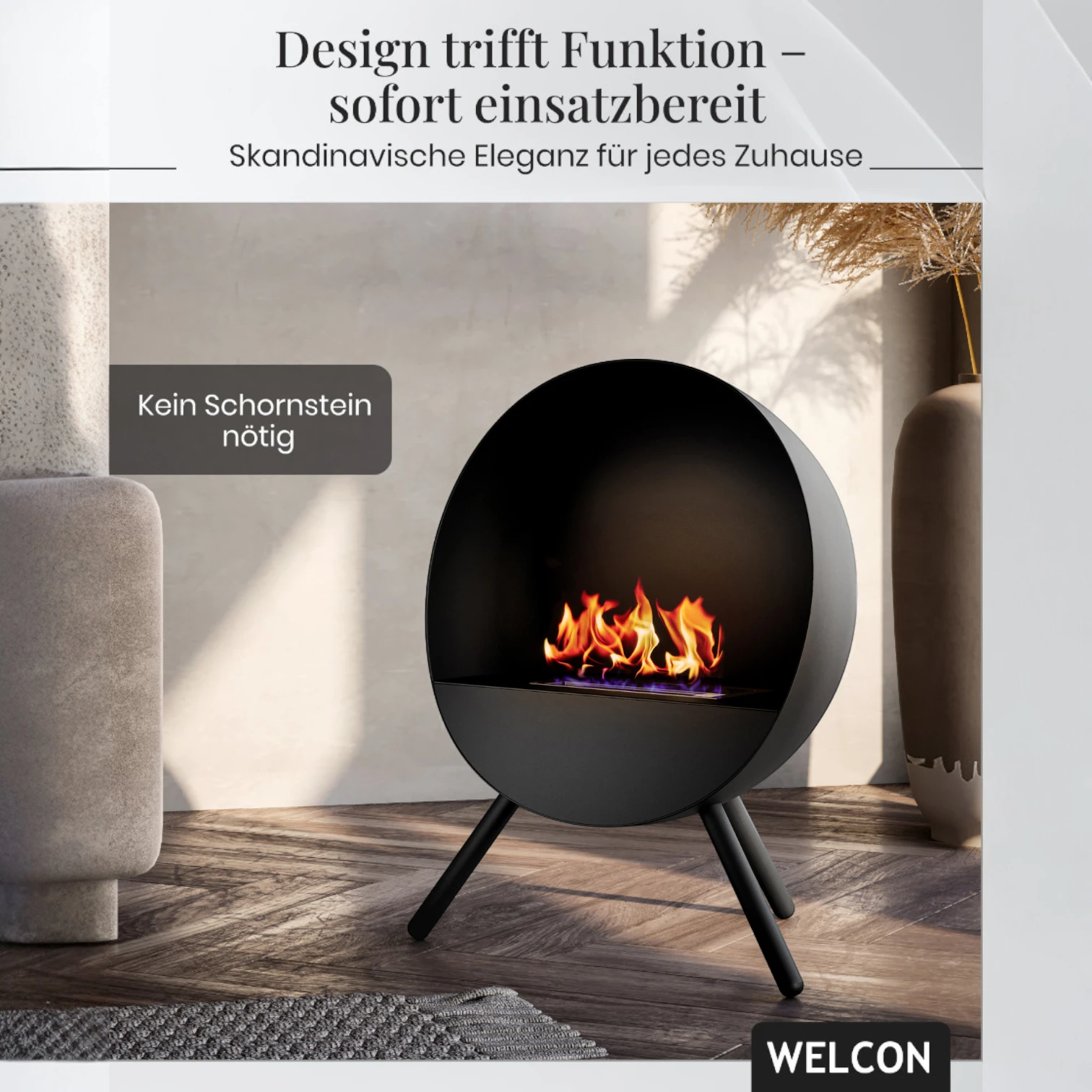 Bioethanol Kamin & Fireplace Bergen schwarz | Standkamin