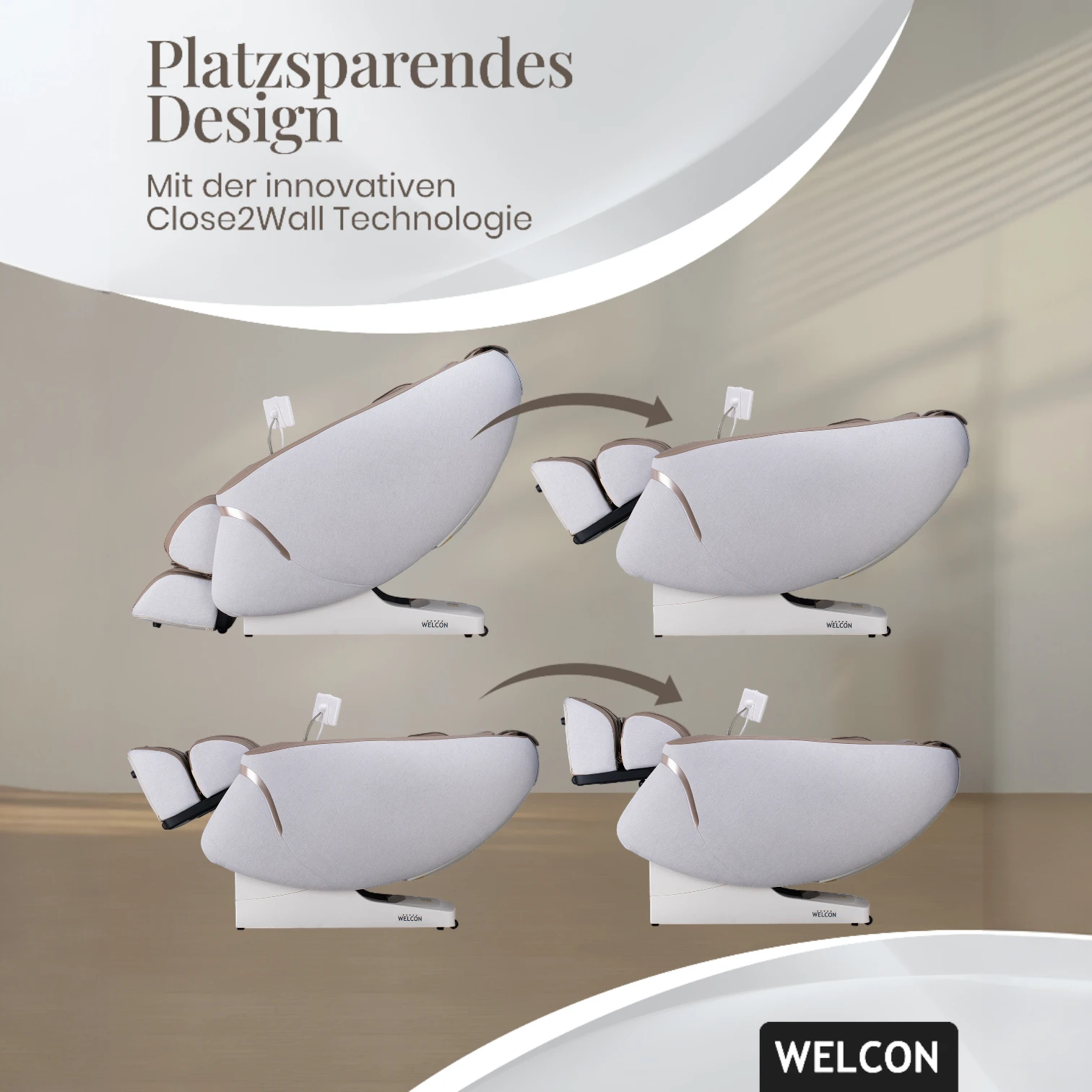 Massagesessel MAXXCARE® in beige-braun mit extrabreiter Sitzfläche (Modell 2026)