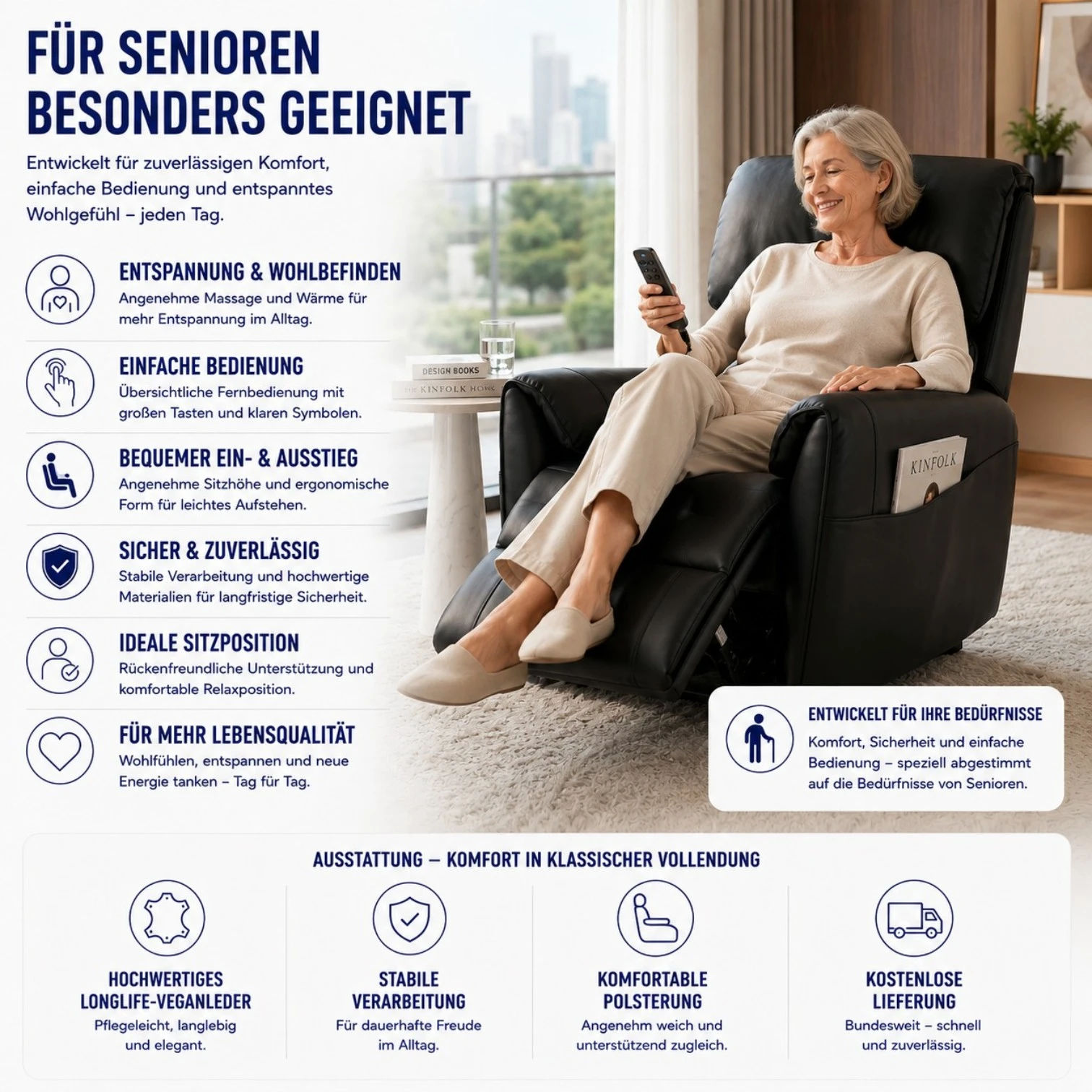 Massagesessel und Relaxsessel RelaxxOne Classic in schwarz