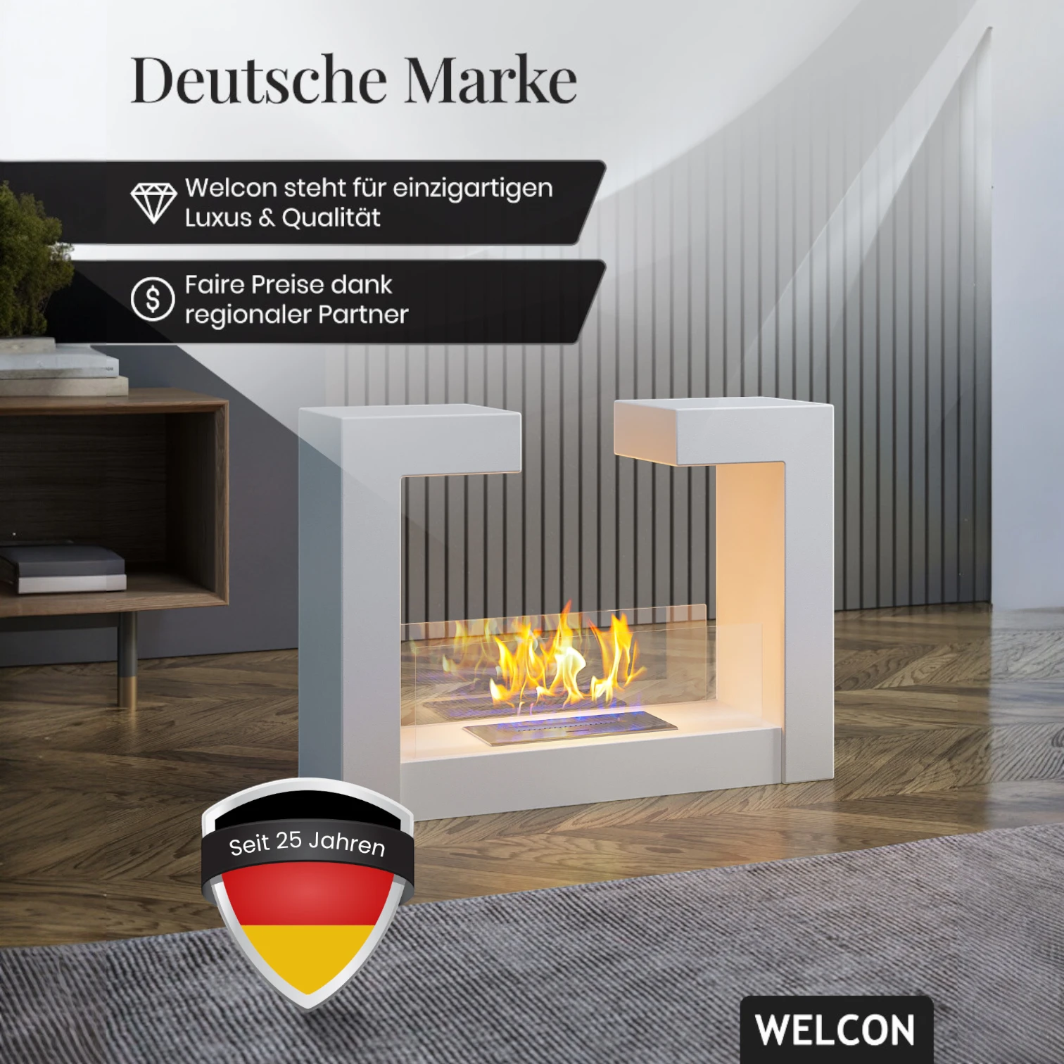 Bioethanol Kamin & Fireplace Göteborg weiß | Standkamin