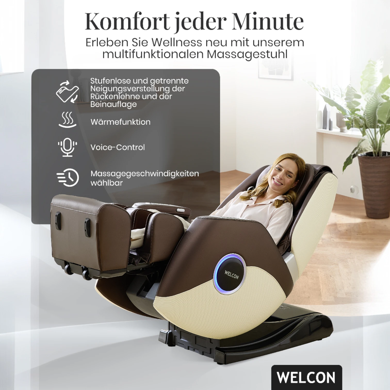 Massagesessel EASYRELAXX PLUS in beige braun