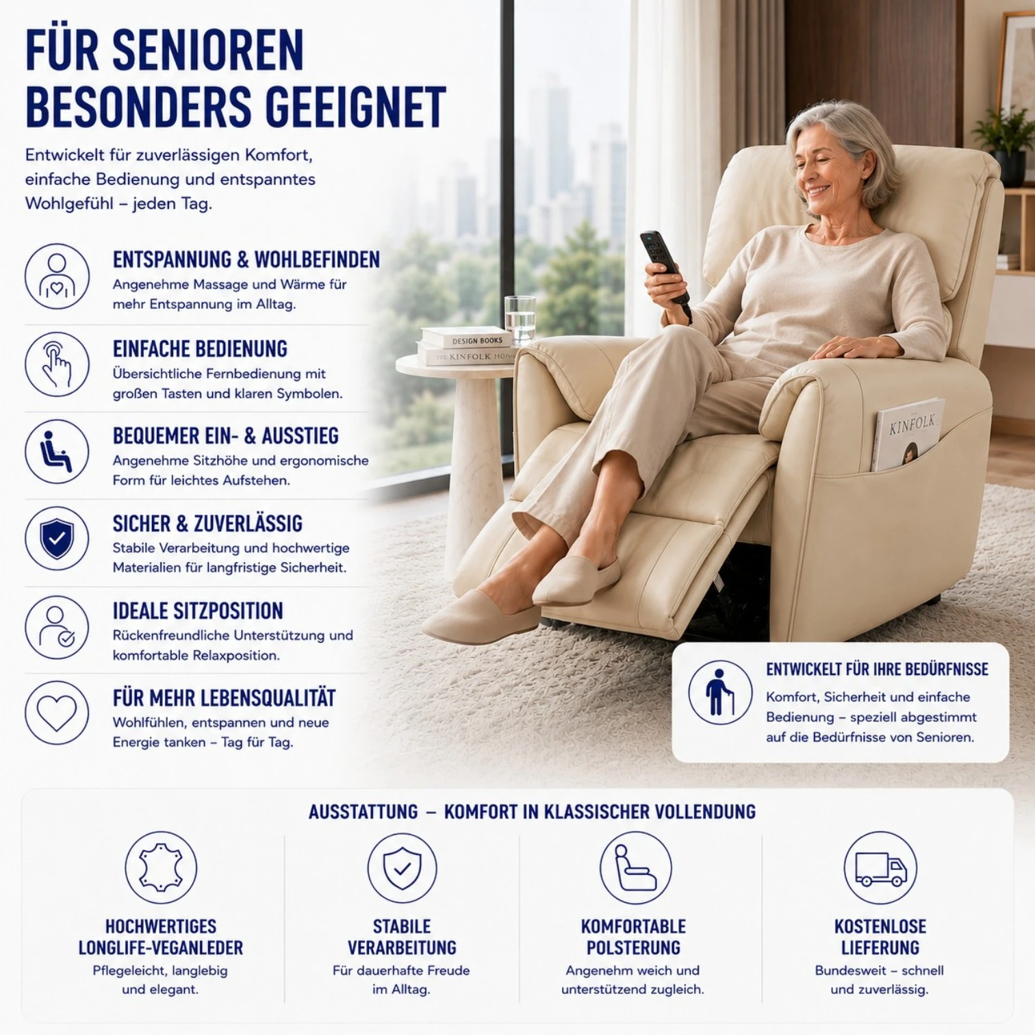 Massagesessel und Relaxsessel RelaxxOne Classic in beige