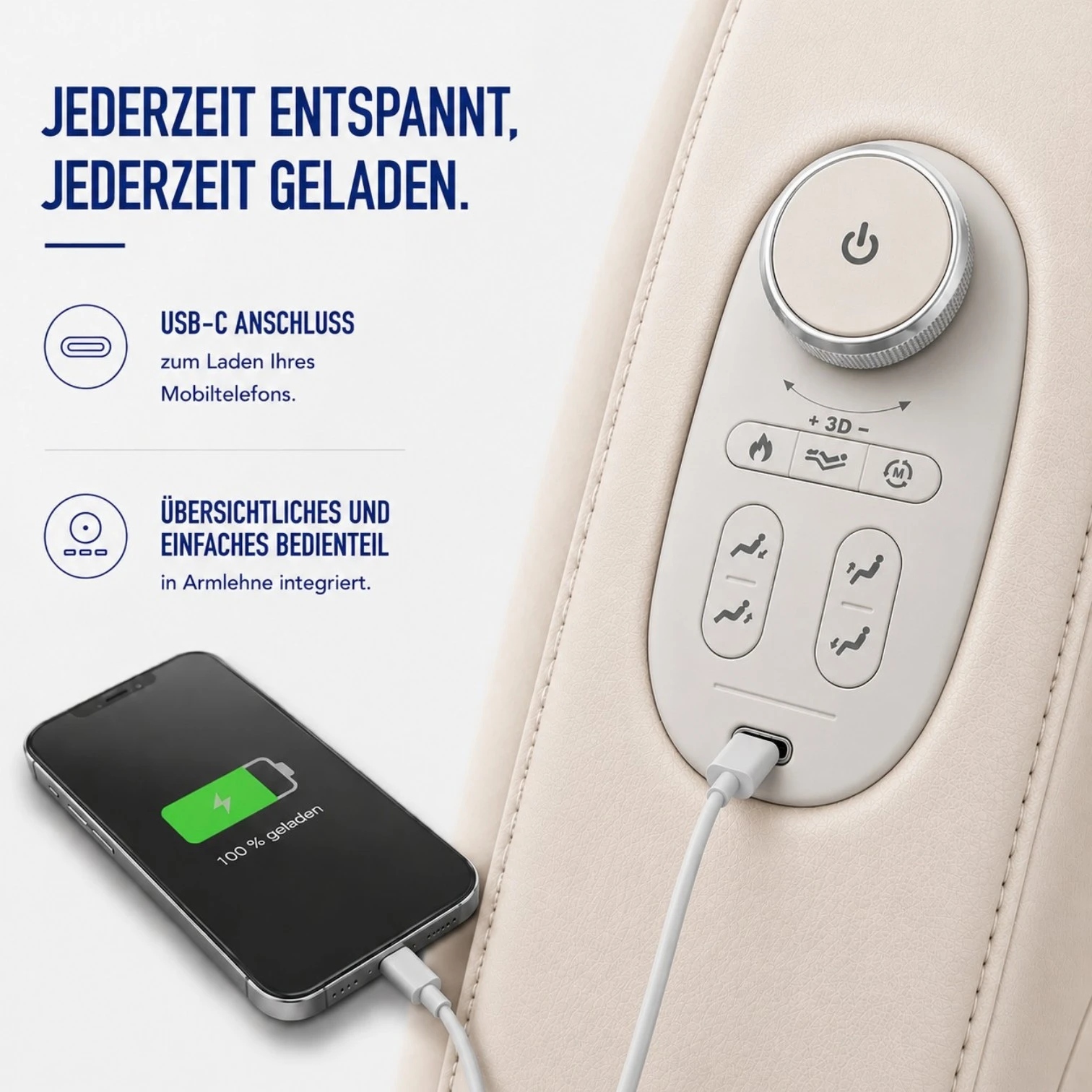 Massagesessel und Relaxsessel RelaxxOne in beige