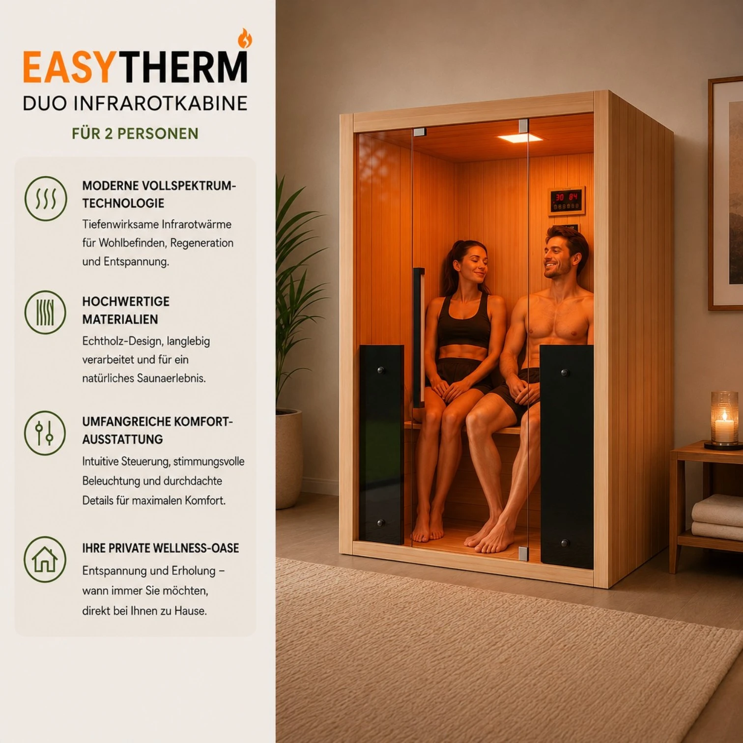Infrarotkabine | Infrarotsauna WELCON® Easytherm Duo für zwei Personen