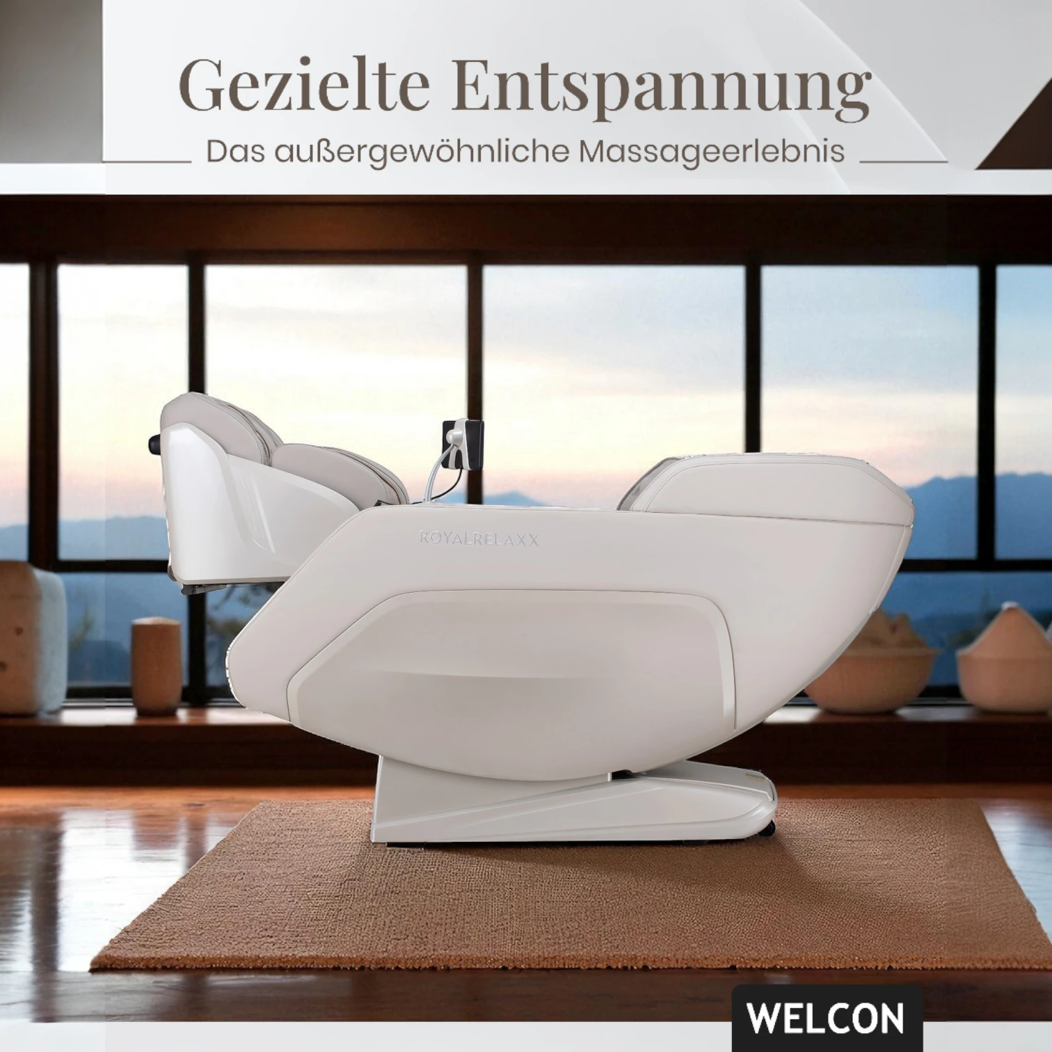 Massagesessel ROYALRELAXX in hellbeige-hellgrau