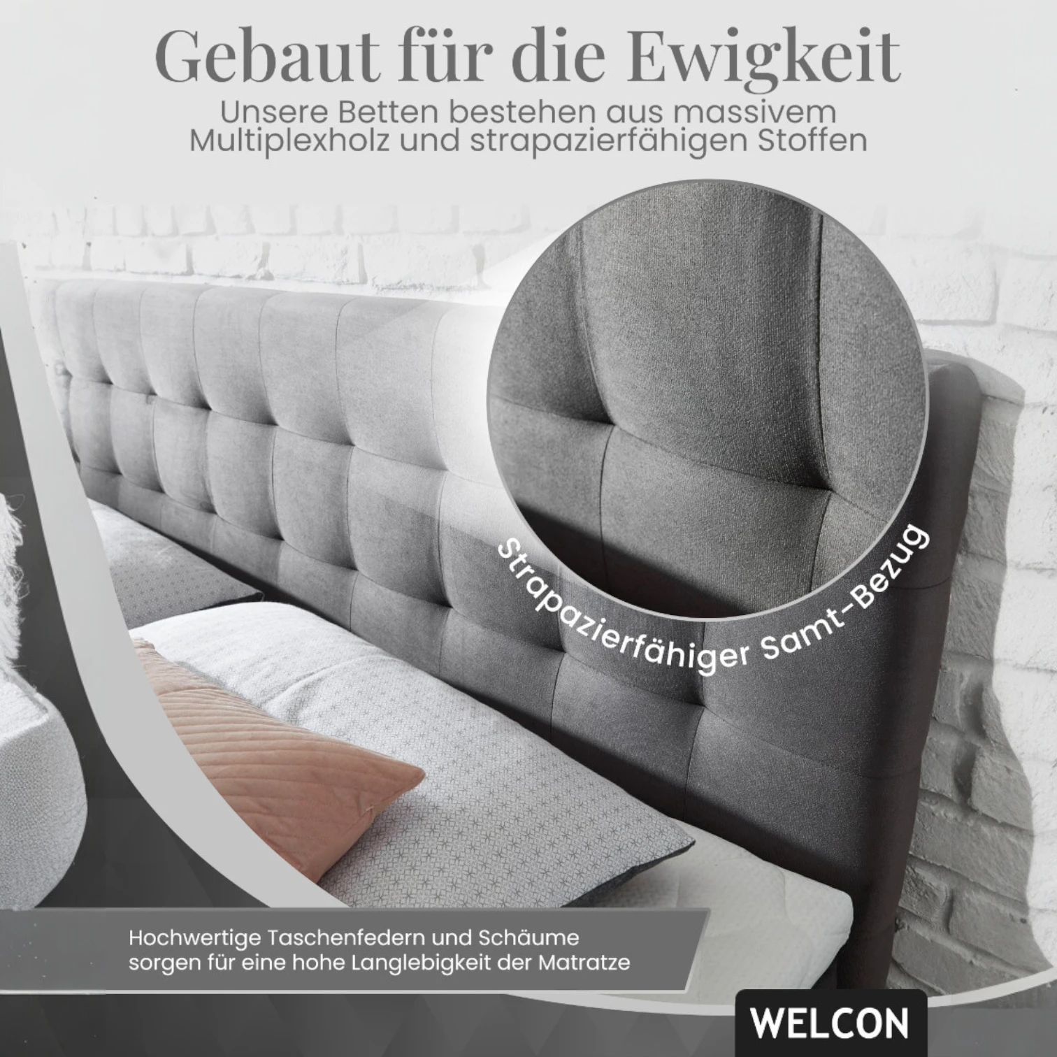 Boxspringbett Rockstar® Limited Edition II Samt 200x210 cm in Dunkelgrau und Härtegrad H3 Boxspringbett Rockstar® Limited Edition II Samt 200x210 cm in Dunkelgrau und Härtegrad H3