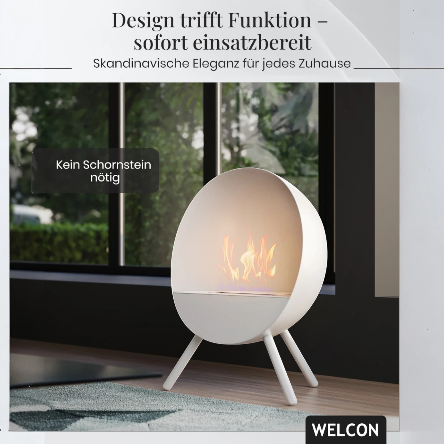 Bioethanol Kamin & Fireplace Bergen weiß | Standkamin