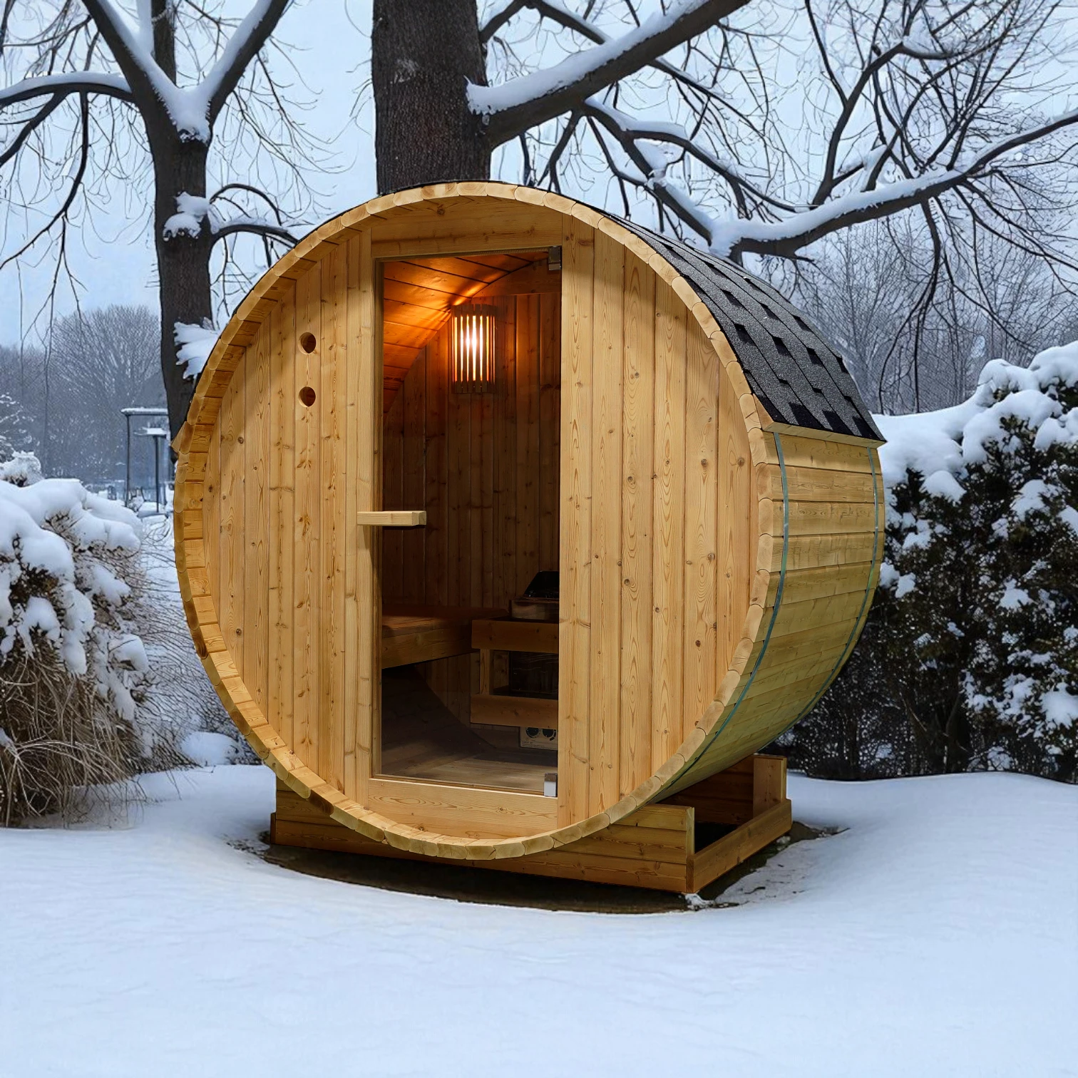 EASYHEAT Duo Outdoor Fasssauna 230 Volt von WELCON® - Sauna für den Garten für zwei Personen