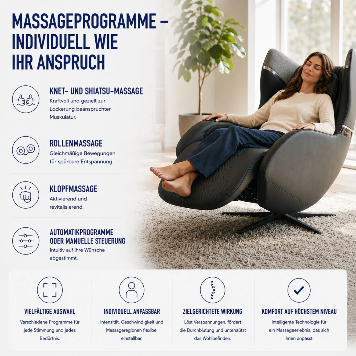 Massagesessel und Relaxsessel RelaxxOne in schwarz