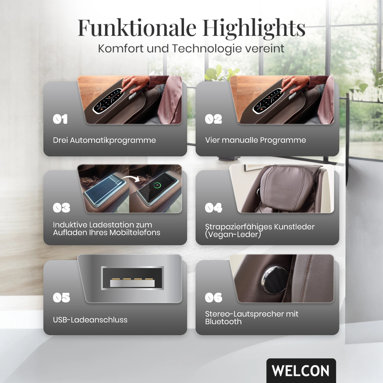 Massagesessel EASYRELAXX PLUS in beige braun