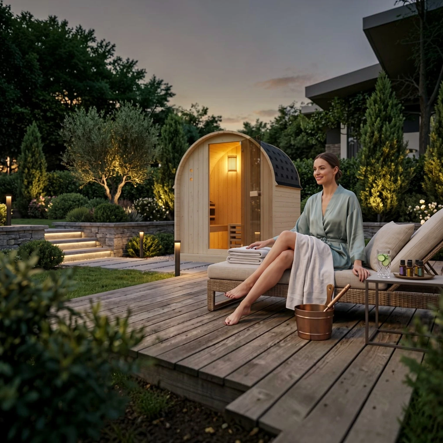 EASYHEAT Duo Outdoor Saunahaus 230 Volt von WELCON® - Sauna für den Garten für zwei Personen