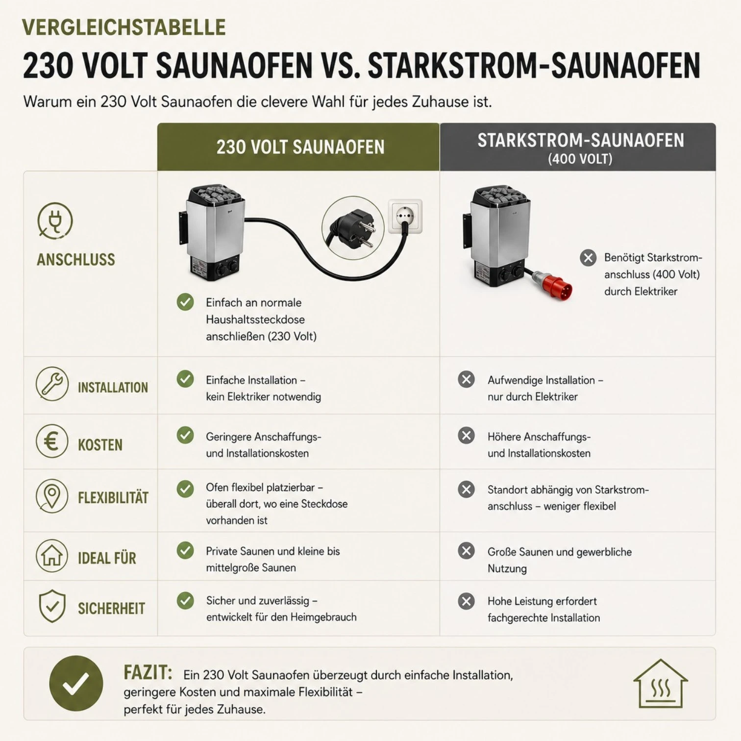 EASYHEAT Duo Indoor Sauna von WELCON® | 230 Volt Saunaofen | Thermoholz Espe | bis über 100 Grad Innentemperatur möglich