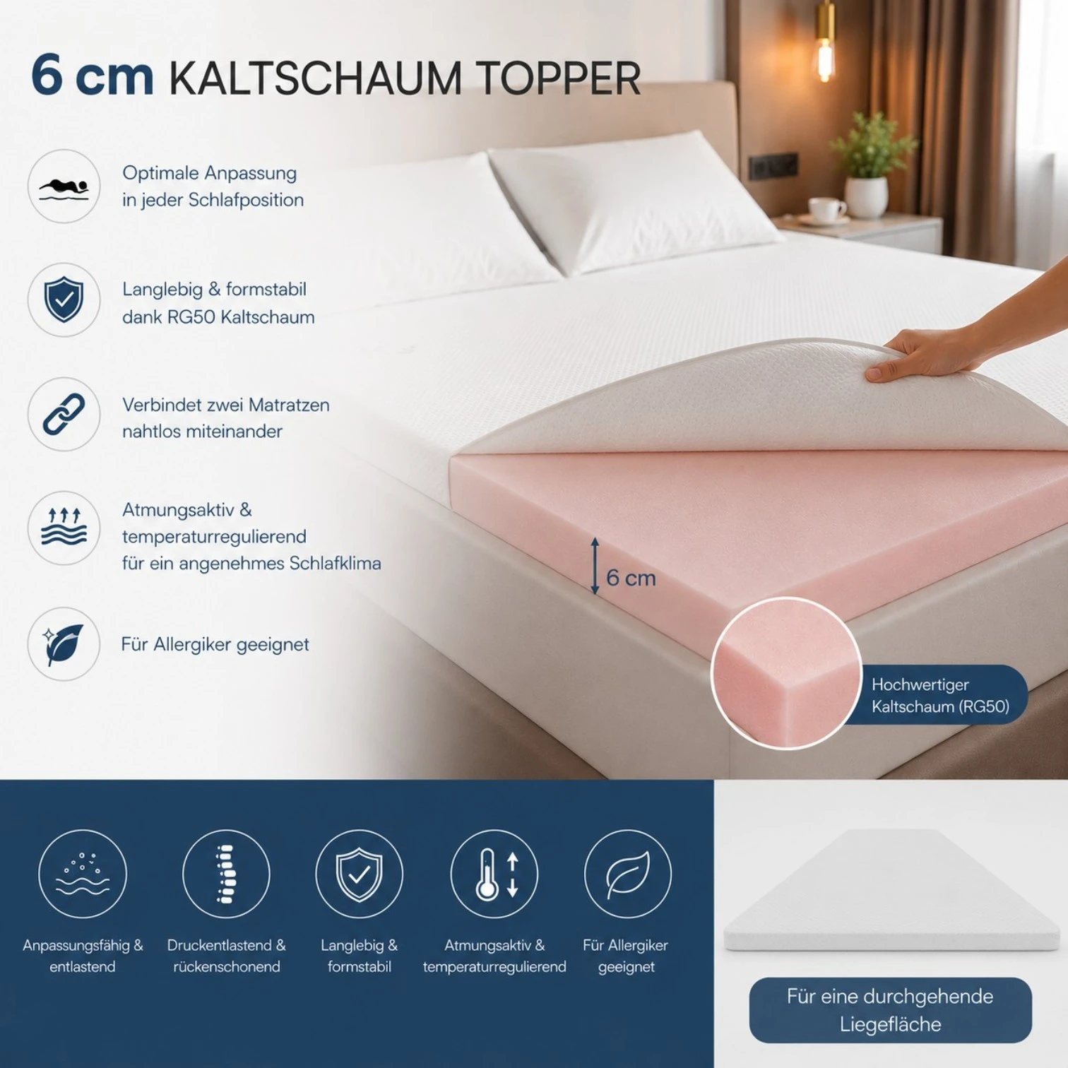 Original WELCON ROCKSTAR® Topper Kaltschaum 6cm 