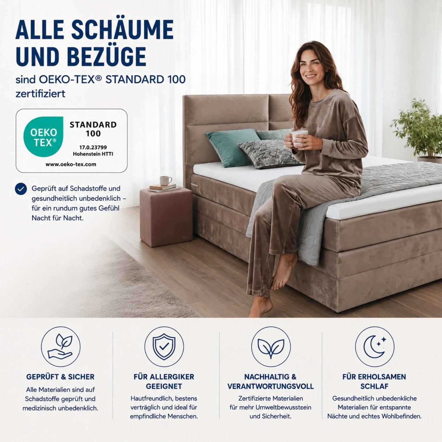 Boxspringbett ROCKSTAR Sten mit 90 cm Kopfteil für Dachschräge