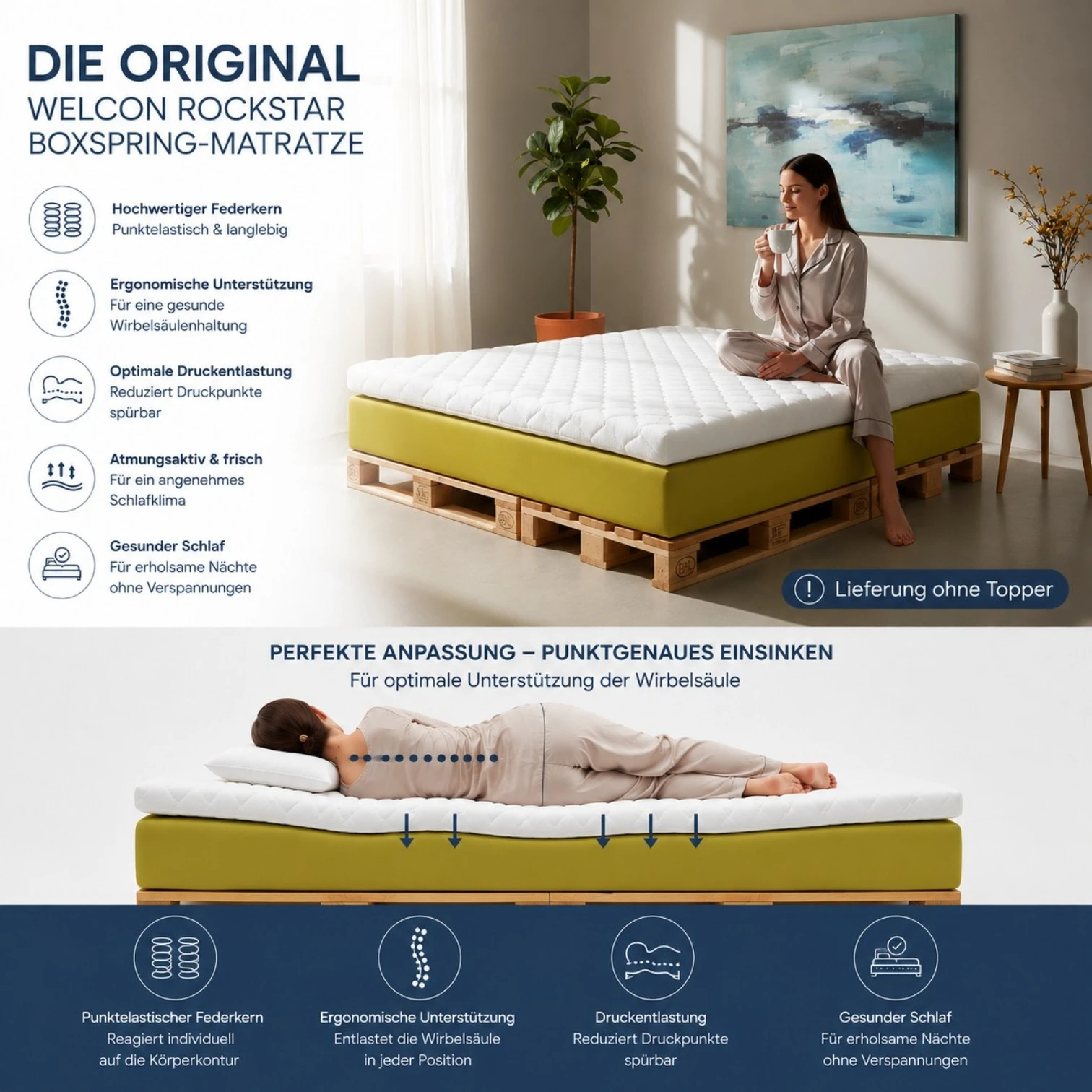 Original 100x210 cm WELCON Rockstar Boxspring-Matratze
