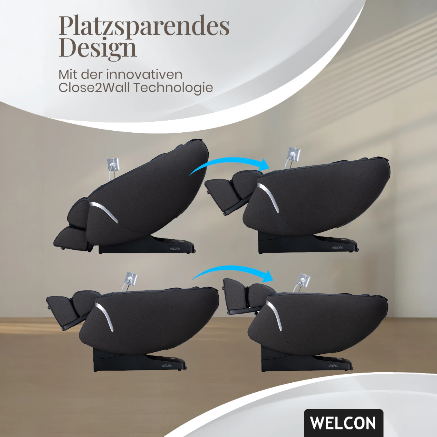 Massagesessel MAXXCARE® in schwarz-grau mit extrabreiter Sitzfläche (Modell 2026)