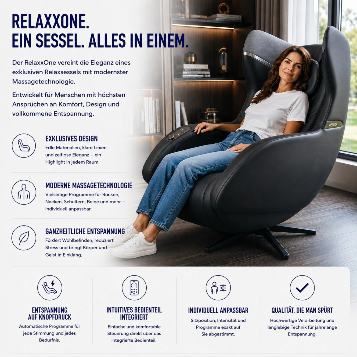 Massagesessel und Relaxsessel RelaxxOne in schwarz
