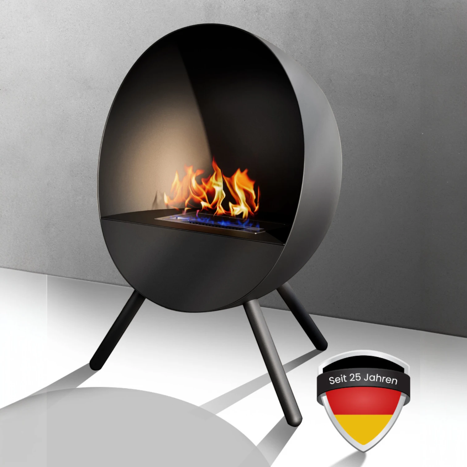 Bioethanol Kamin & Fireplace Bergen schwarz | Standkamin