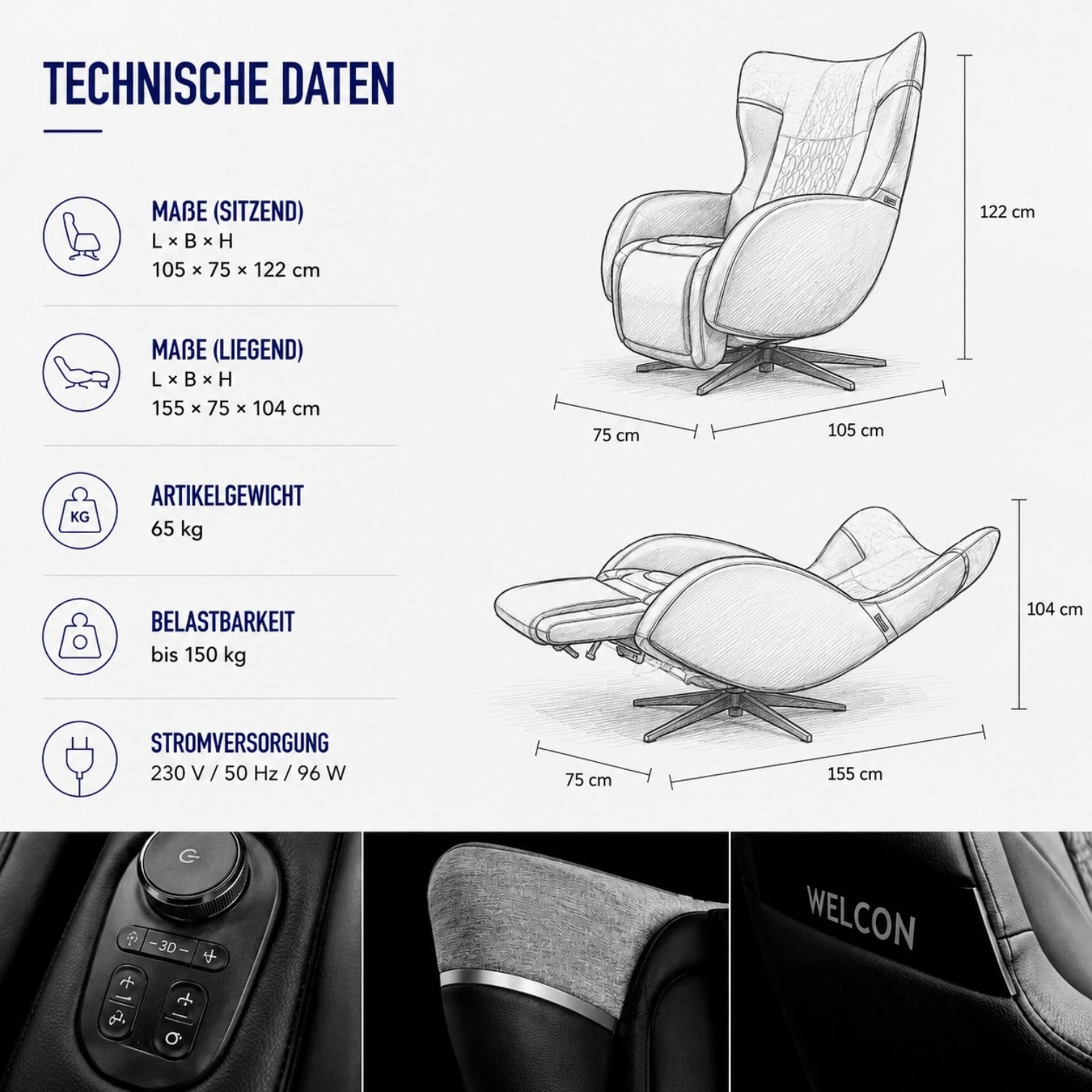 Massagesessel und Relaxsessel RelaxxOne in schwarz
