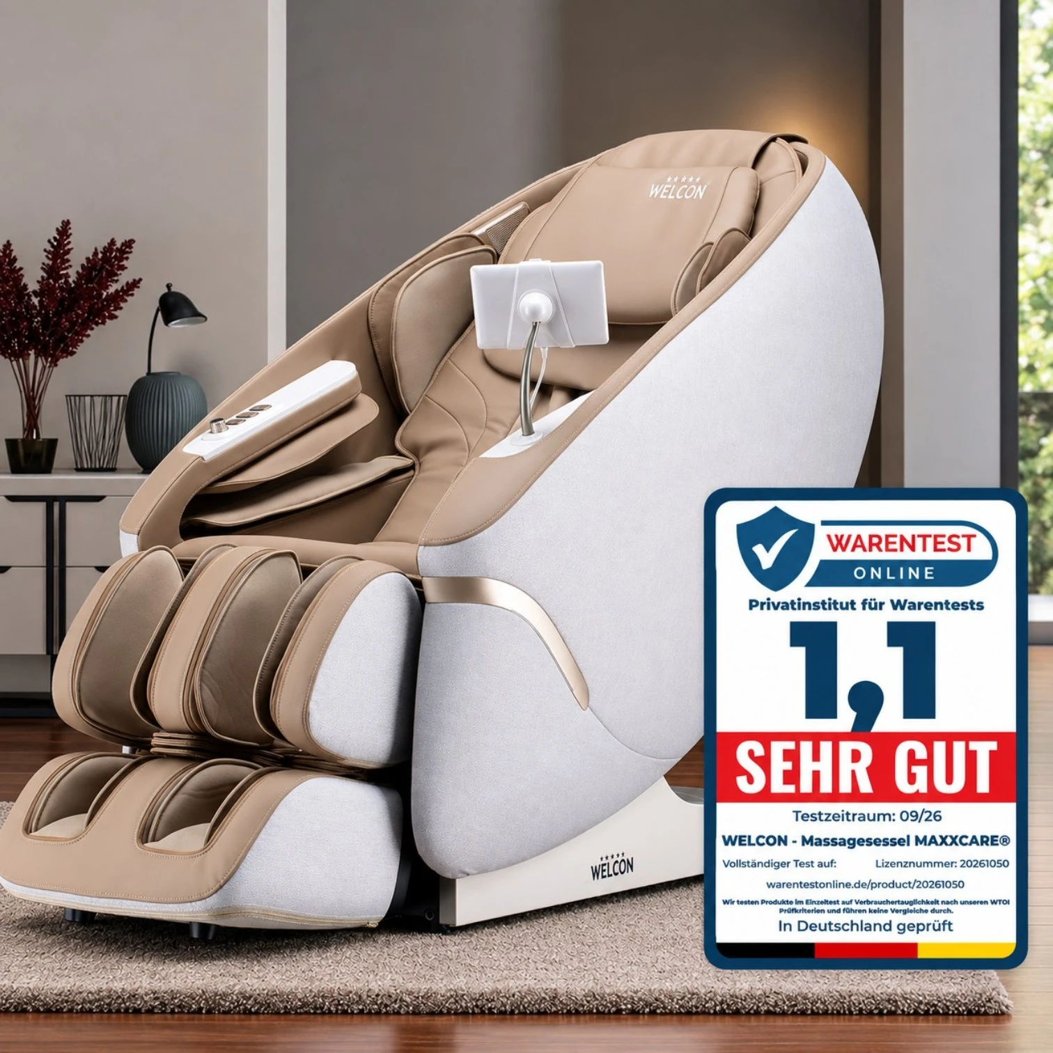 Massagesessel MAXXCARE® in beige-braun (Modell 2026)