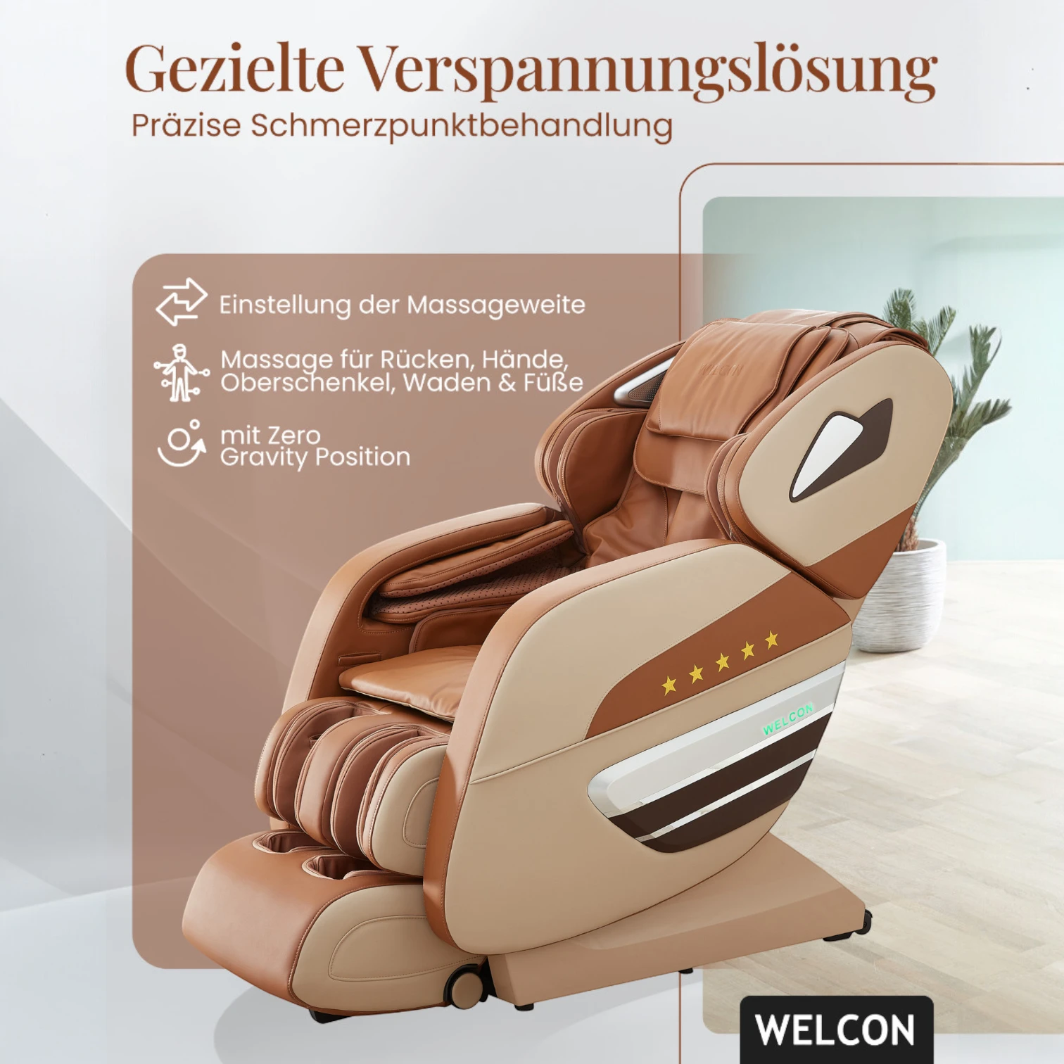 Massagesessel Welcon Dynamite in beige-braun Massagesessel Welcon Dynamite in beige-braun