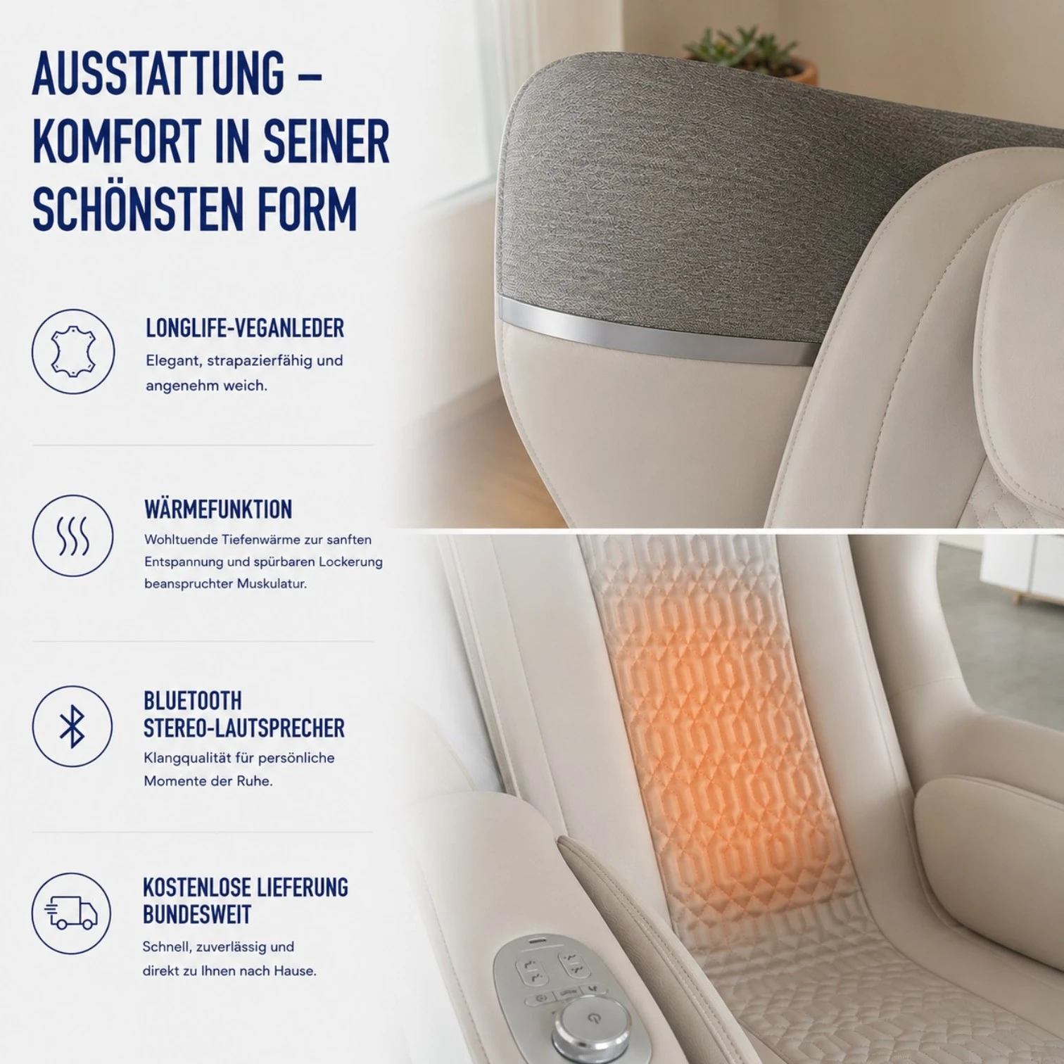 Massagesessel und Relaxsessel RelaxxOne in beige