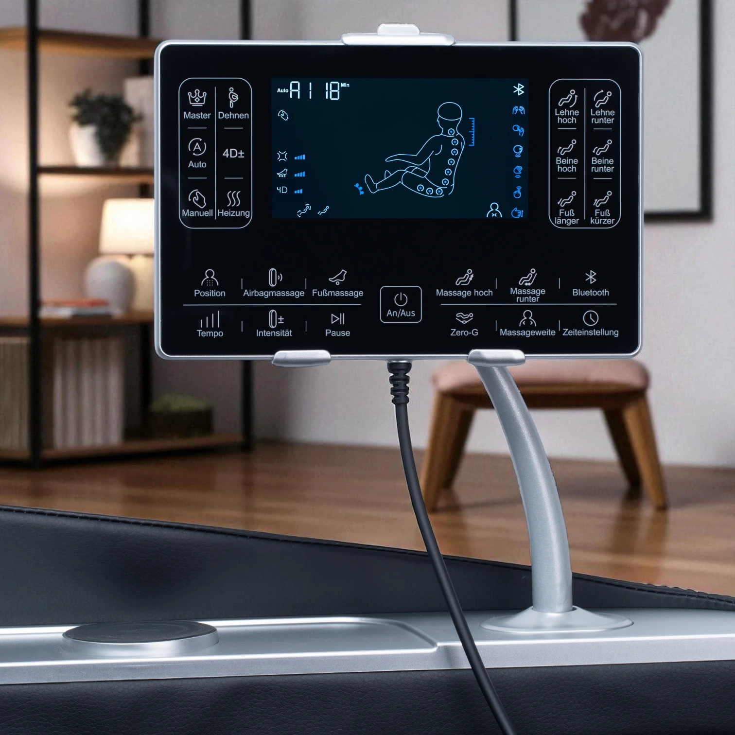 Massagesessel MAXXCARE® in schwarz-grau mit extrabreiter Sitzfläche B-Ware