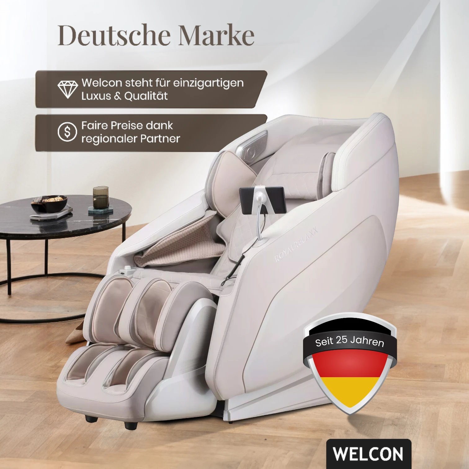 Massagesessel ROYALRELAXX in hellbeige-hellgrau