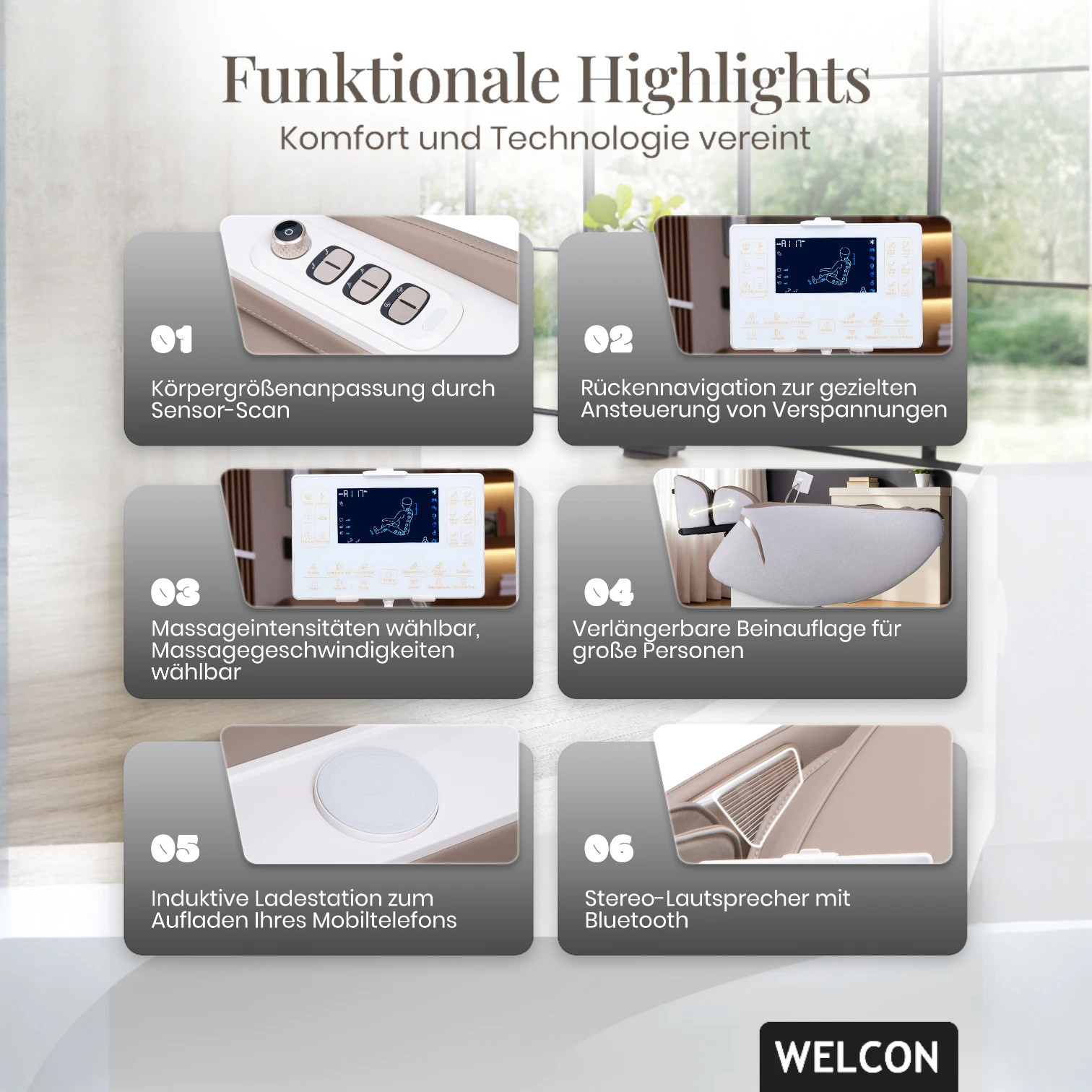 Massagesessel MAXXCARE® in beige-braun mit extrabreiter Sitzfläche (Modell 2026)