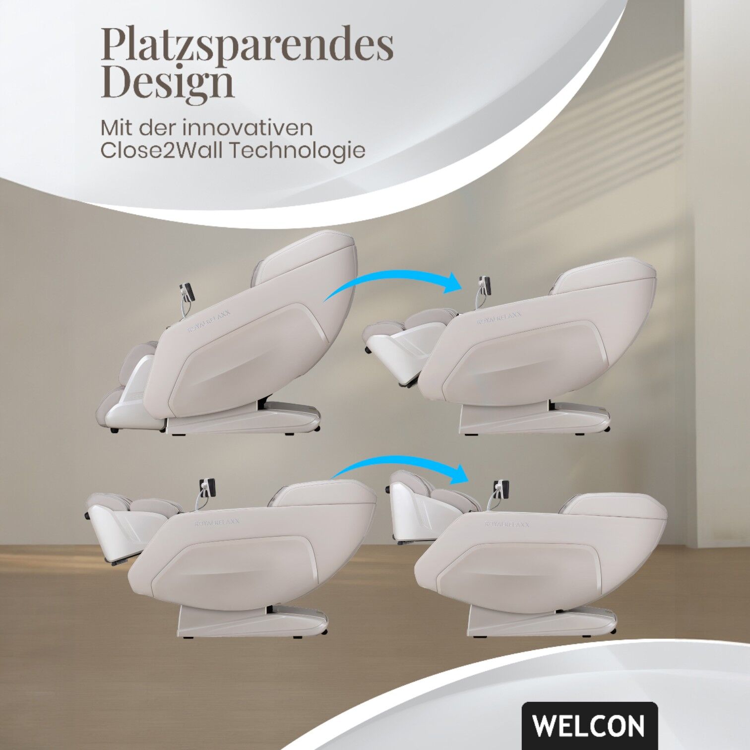 Massagesessel ROYALRELAXX in hellbeige-hellgrau