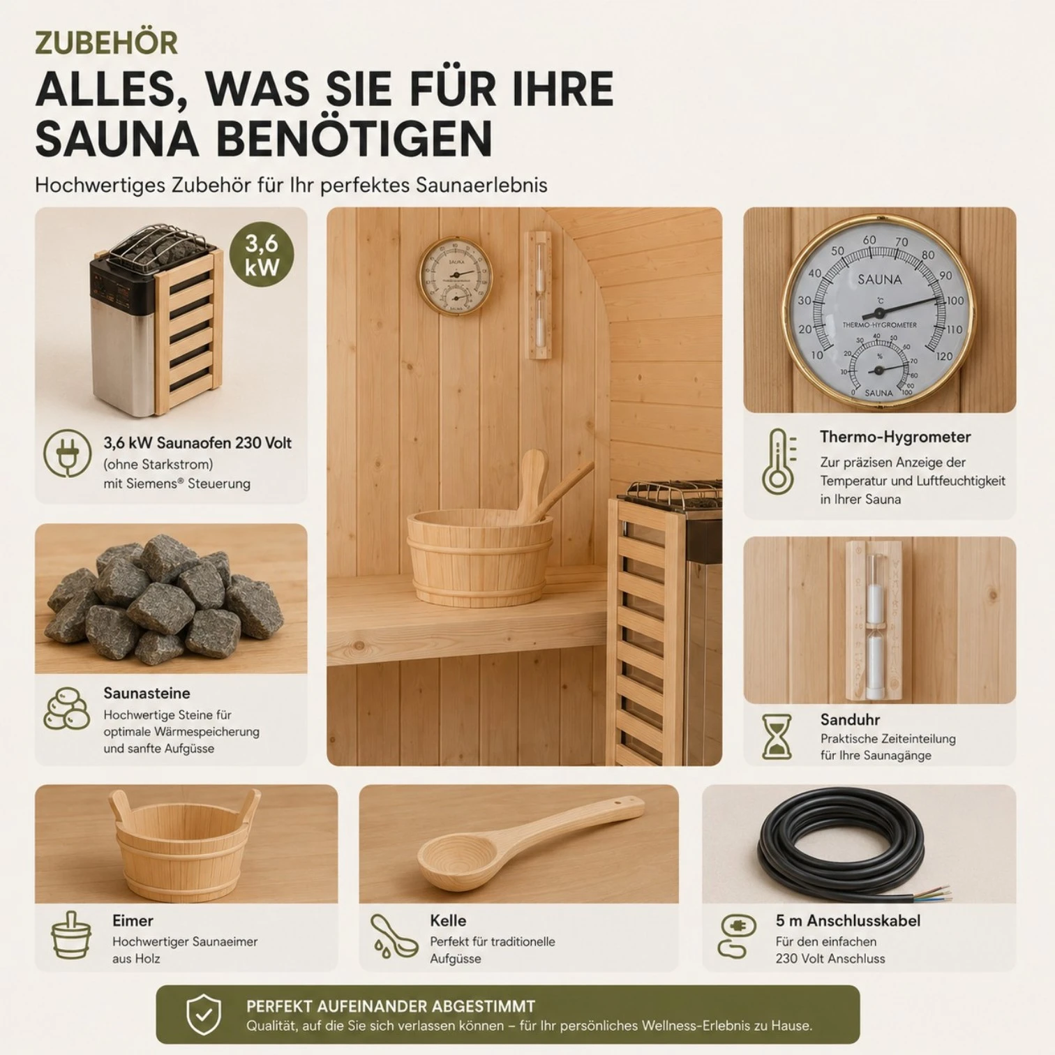 EASYHEAT Solo Outdoor Fasssauna 230 Volt von WELCON® - Sauna für den Garten für eine bis zwei Personen