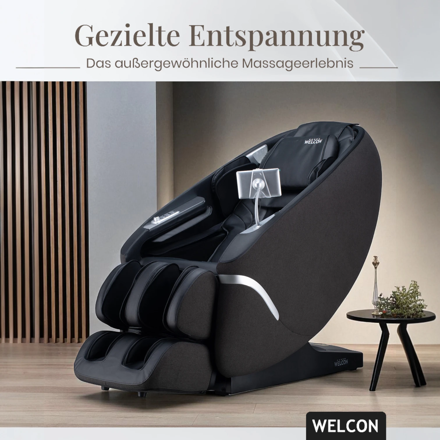 Massagesessel MAXXCARE® in schwarz-grau mit extrabreiter Sitzfläche (Modell 2026)