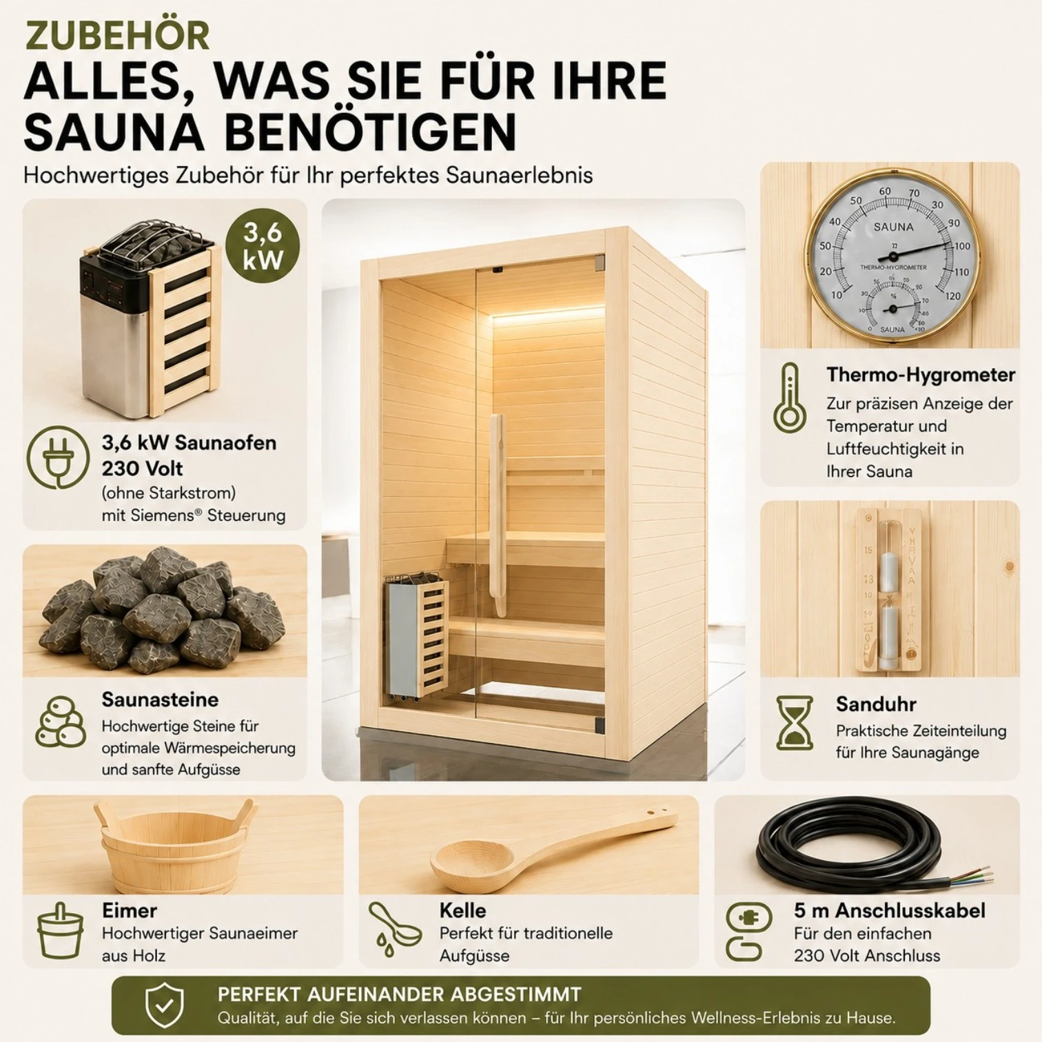 EASYHEAT Duo Indoor Sauna von WELCON® | 230 Volt Saunaofen | Fichte | bis über 100 Grad Innentemperatur möglich