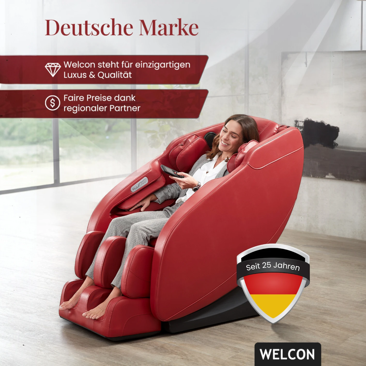 Massagesessel Prestige II in rot / weinrot aus eintägiger Vermietung - Sale Massagesessel Prestige II in rot / weinrot aus eintägiger Vermietung - Sale