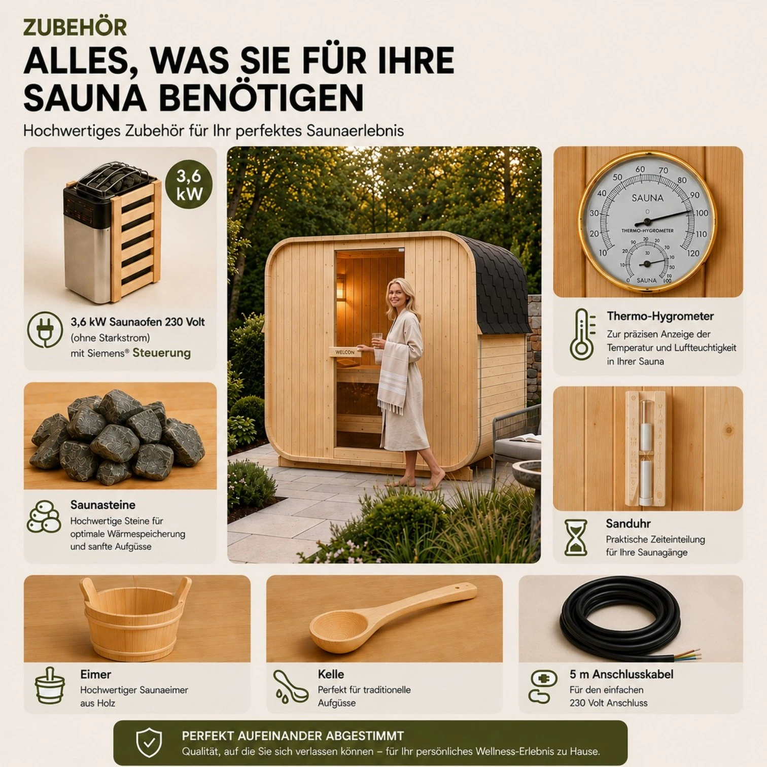 EASYHEAT Duo Lounge Outdoor 230 Volt von WELCON® - Sauna für den Garten für zwei bis drei Personen
