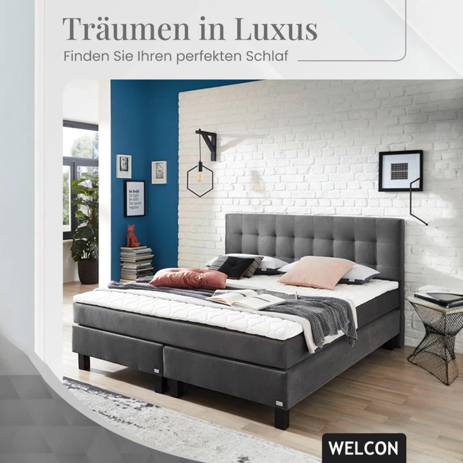 Boxspringbett Rockstar® Limited Edition II Samt 200x210 cm in Dunkelgrau und Härtegrad H3 Boxspringbett Rockstar® Limited Edition II Samt 200x210 cm in Dunkelgrau und Härtegrad H3