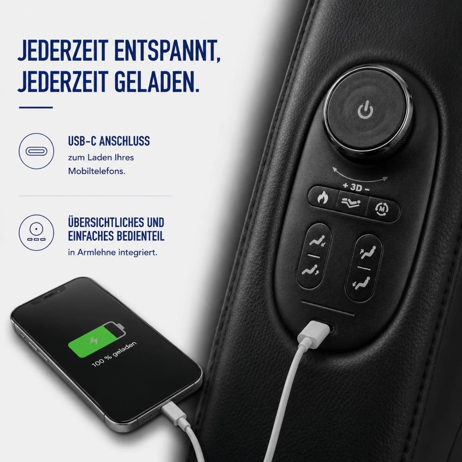 Massagesessel und Relaxsessel RelaxxOne in schwarz