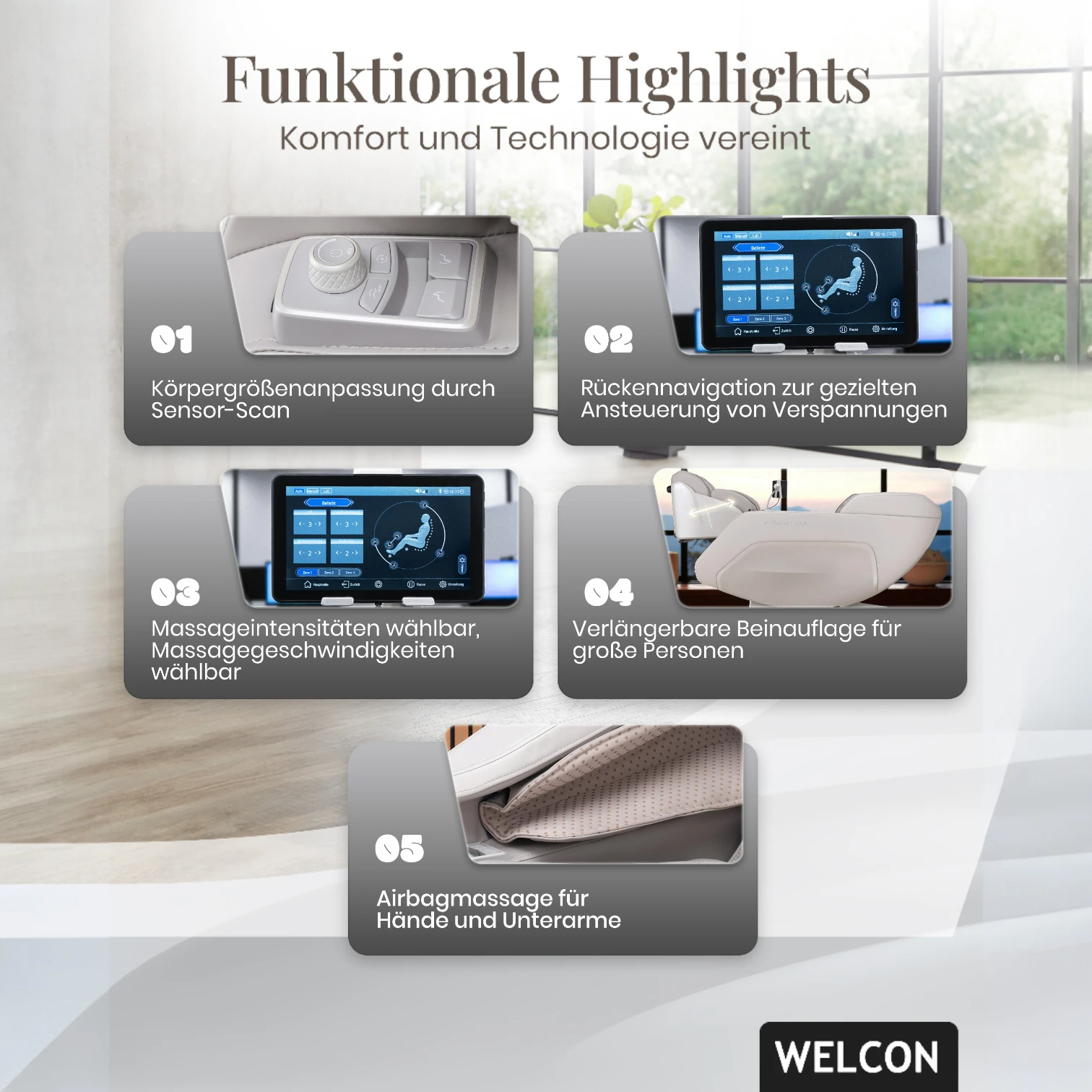 Massagesessel ROYALRELAXX in hellbeige-hellgrau