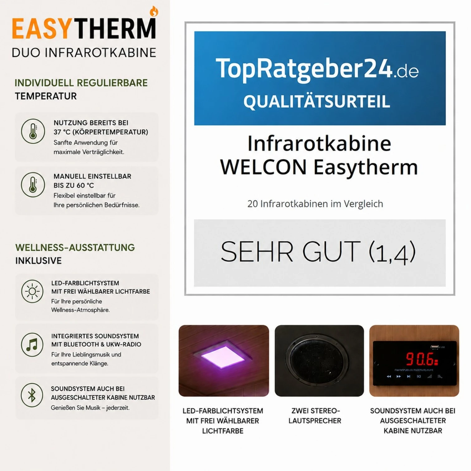 Infrarotkabine | Infrarotsauna WELCON® Easytherm Duo für zwei Personen