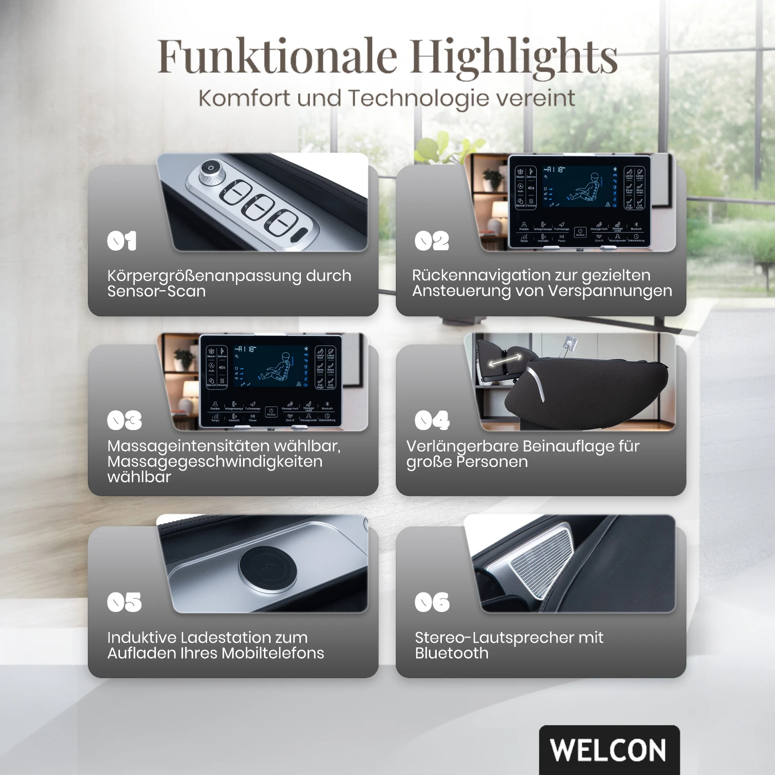 Massagesessel MAXXCARE® in schwarz-grau mit extrabreiter Sitzfläche (Modell 2026)