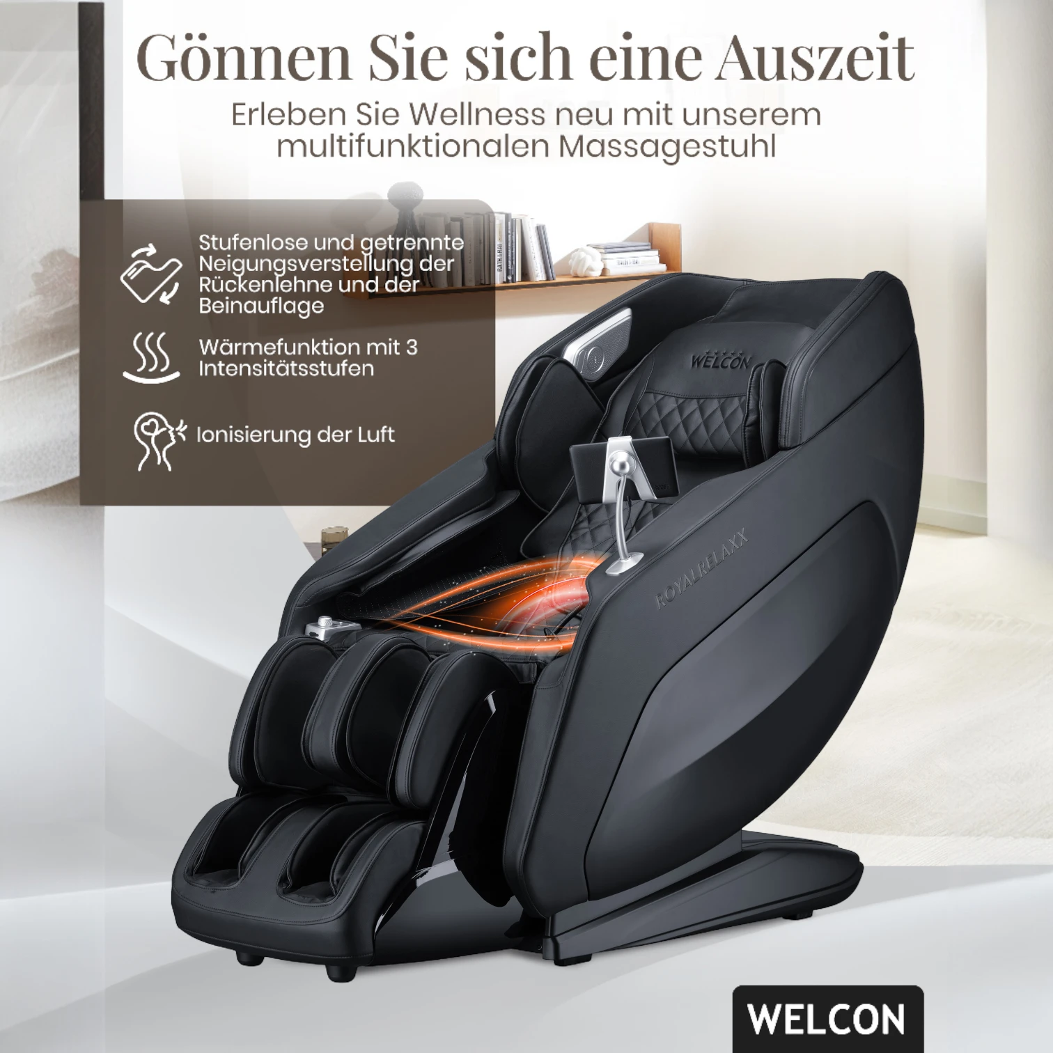 Massagesessel ROYALRELAXX in schwarz