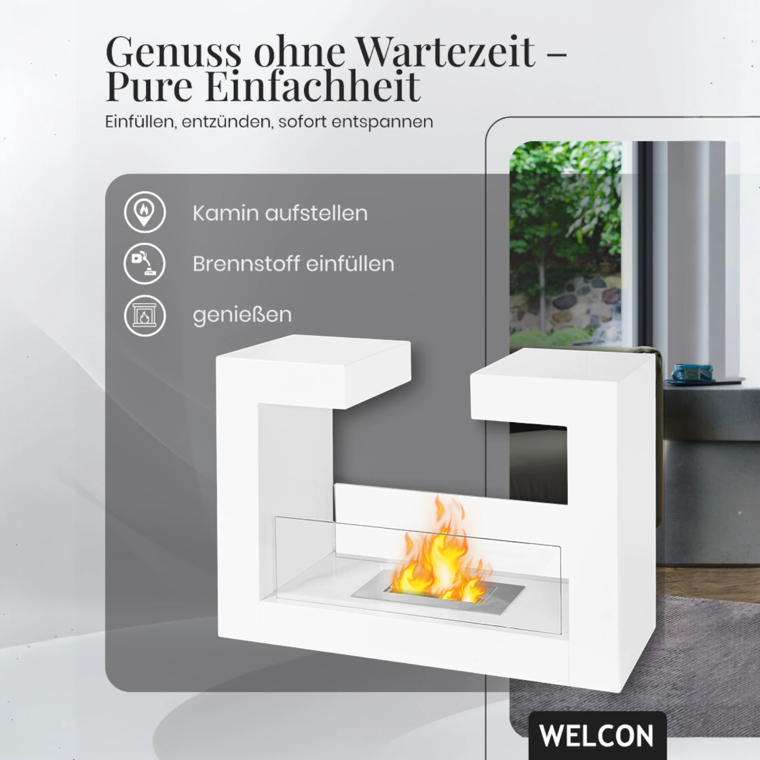 Bioethanol Kamin & Fireplace Göteborg weiß | Standkamin