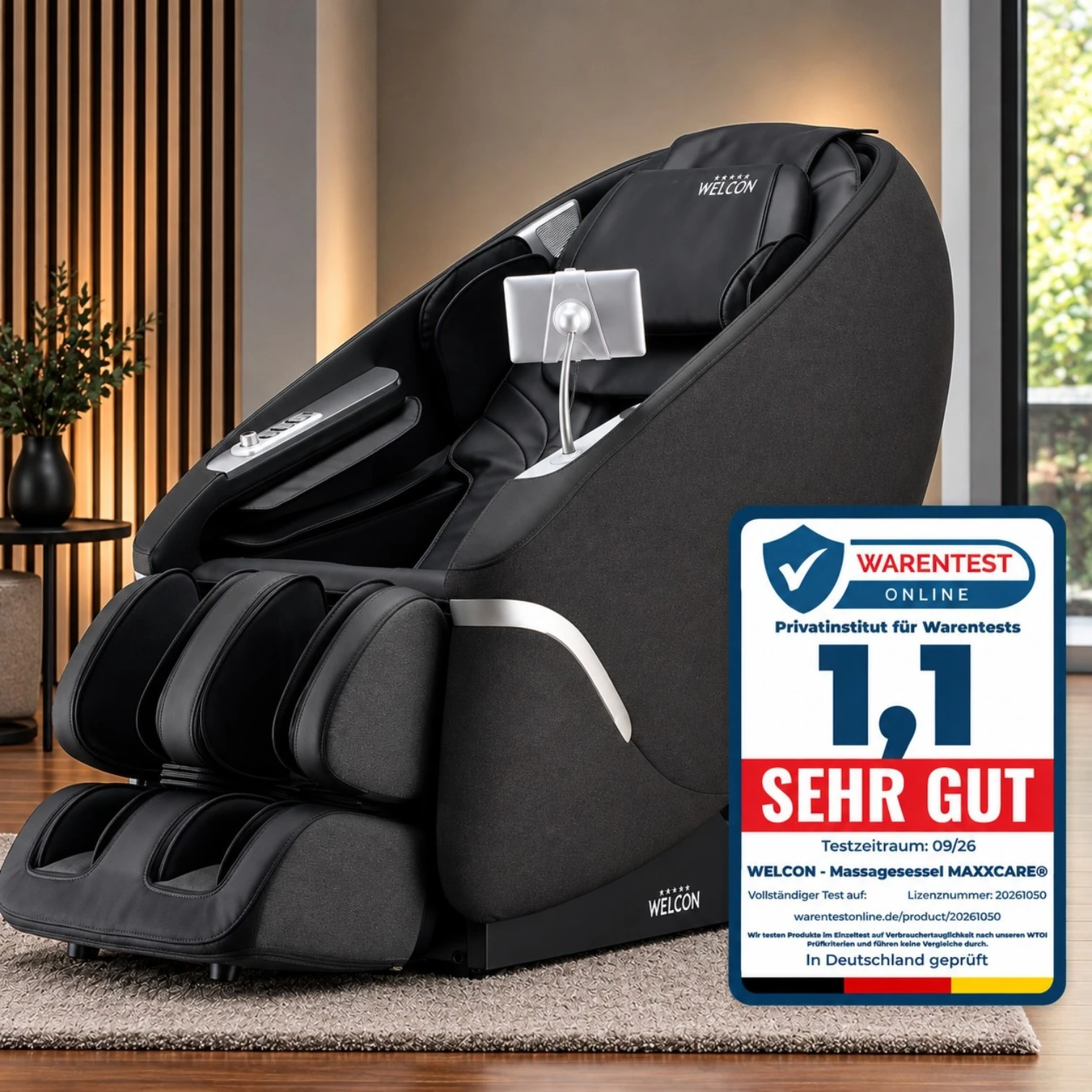 Massagesessel MAXXCARE® in schwarz-grau (Modell 2026)