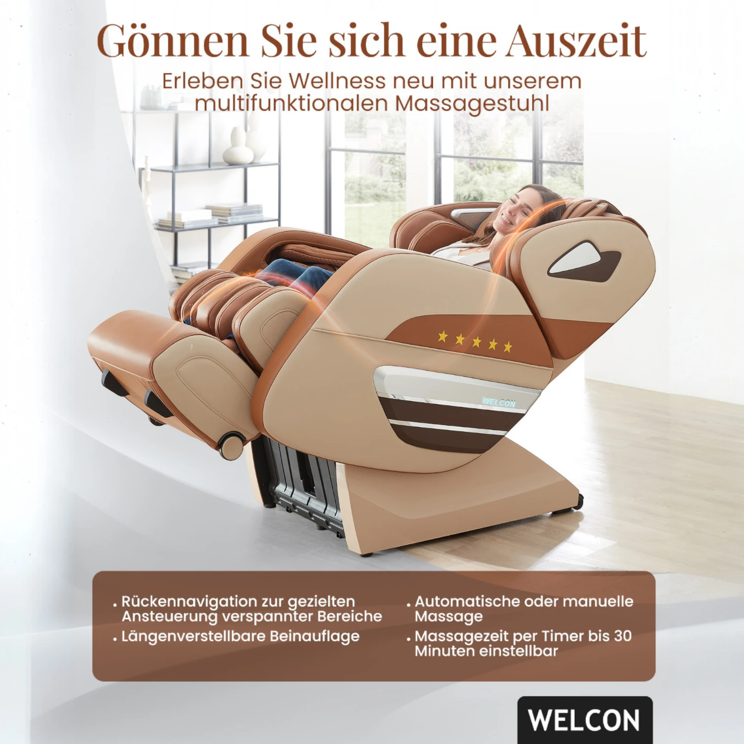 Massagesessel Welcon Dynamite in beige-braun Massagesessel Welcon Dynamite in beige-braun