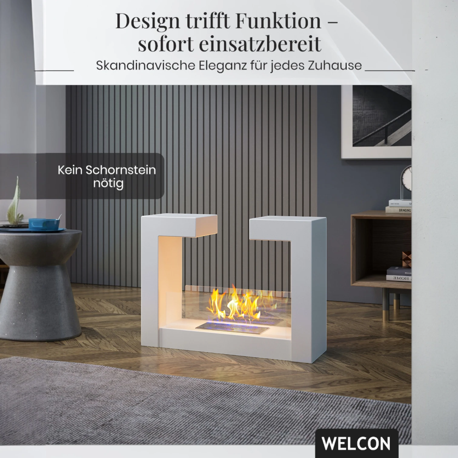 Bioethanol Kamin & Fireplace Göteborg weiß | Standkamin