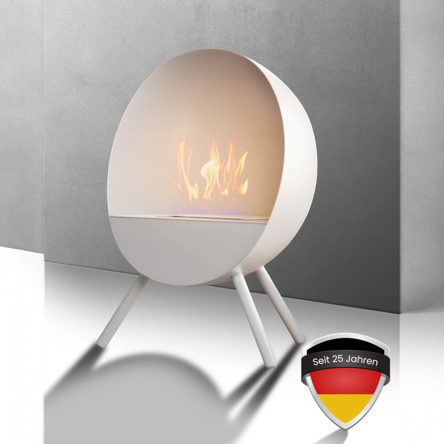 Bioethanol Kamin & Fireplace Bergen weiß | Standkamin
